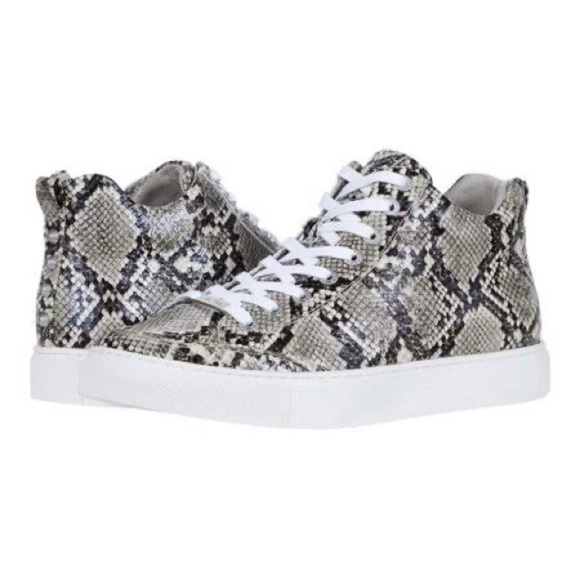 JSlides Ludlow Lace Up Snake Print Platform Sneakers Black White Sz 9.5 - Picture 1 of 15